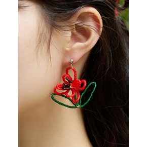 red big flower earrings