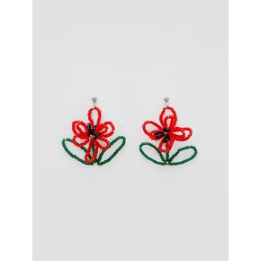 red big flower earrings