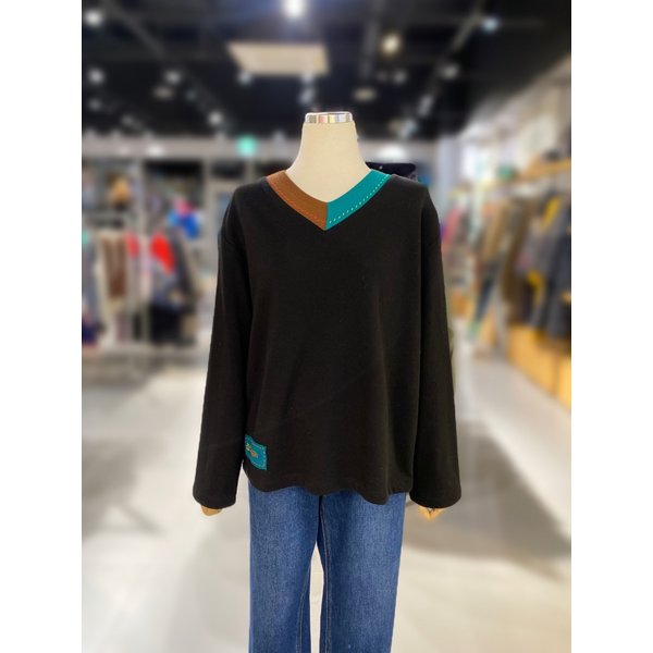 [여주점] 컬러블럭 네크 티셔츠 (BATSA3561)