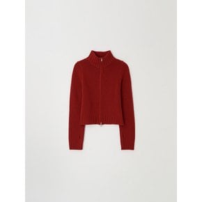 wool zip-up knit - winter red