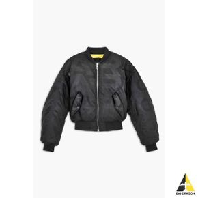 Nylon Satin Jacquard Cropped Bomber_Black_MJJAW23001BKX 115269808