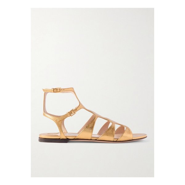 메탈릭 리자드 이펙트 가죽 샌들 골드 1647597349364214