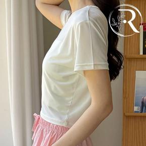 여자 캐주얼반팔 라운드 크롭티셔츠