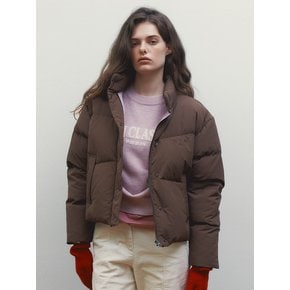 CROPPED PUFFER DUCK DOWN JACKET - BROWN