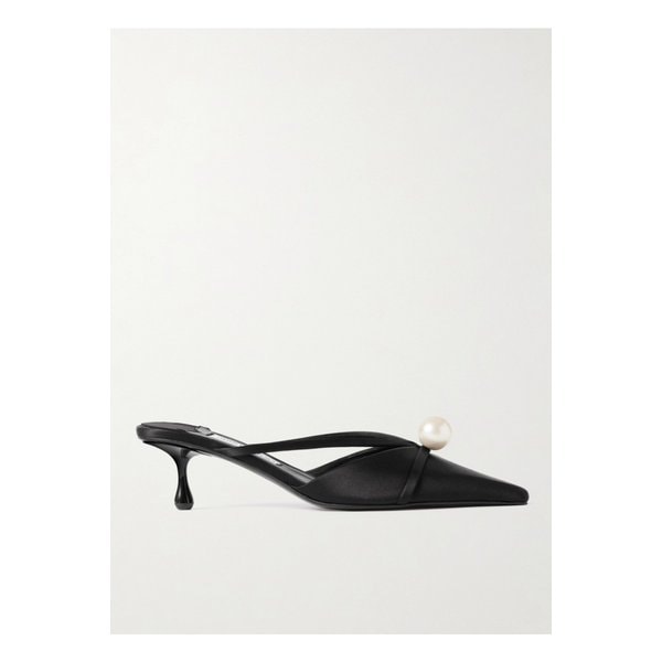 사나 인조 진주 장식 새틴 뮬 50mm 블랙 1647597360467229