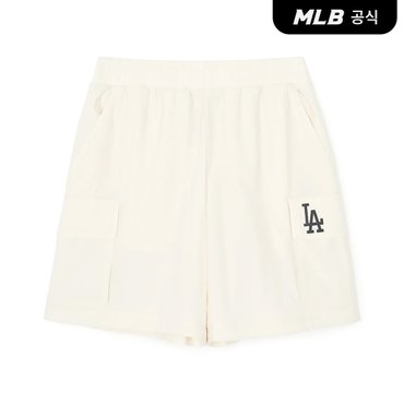 MLB [코리아공식] 베이직 고프코어 우븐 피스테 5부 반바지 LA (Mg.Cream)