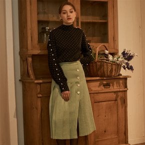 [최초가 128,000 원] Tweed Pleats Skirt_ Green