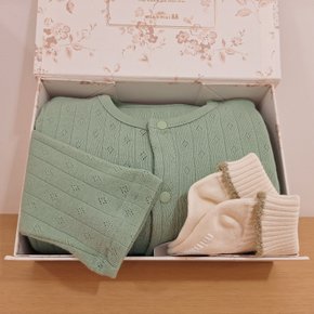 [26년FW출산선물] GN)코튼아일렛우주복&뮤뮤피콧양말세트(36A70-041-08*36A70-011-03)