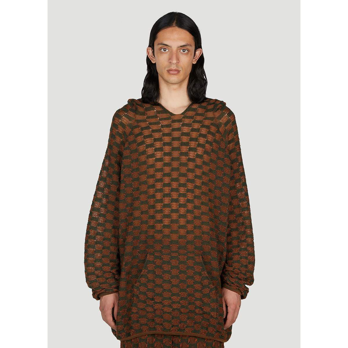 확대된 대표 Check Knit Hooded Sweater