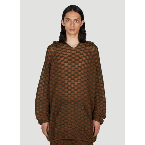 Check Knit Hooded Sweater