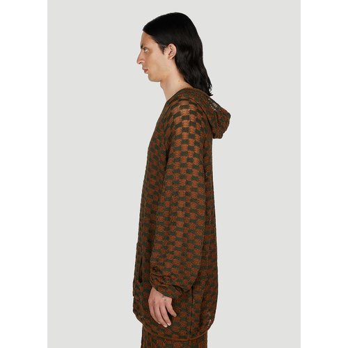Check Knit Hooded Sweater