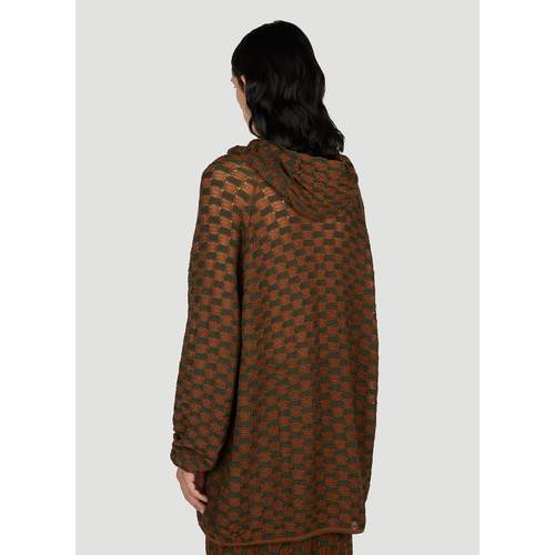 Check Knit Hooded Sweater