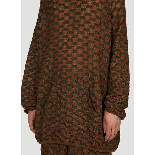 Check Knit Hooded Sweater
