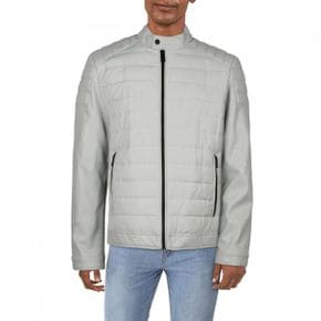 5331013 DKNY Mens Faux Leather Cold Weather Quilted Coat