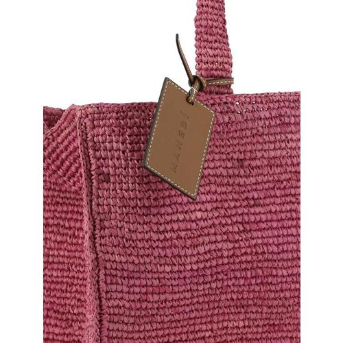 마네비 숄더백 V 7 5 ABNATURAL RAFFIA AZALEA Fuchsia