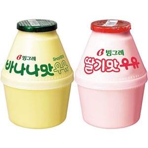  빙그레 바나나맛우유6개+딸기맛우유6개(총12개) 240ml 항아리 단지 가공우유