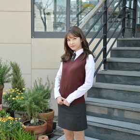 교복몰 보풀방지 와인 교복조끼 여자  교복 여자조끼_P343231995