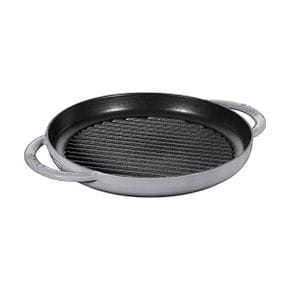 독일 스타우브 그릴팬 Zwilling Round Grill Pan 26 cm Grey Cast Iron 32 x 7.5 x 2.76 cm 1344