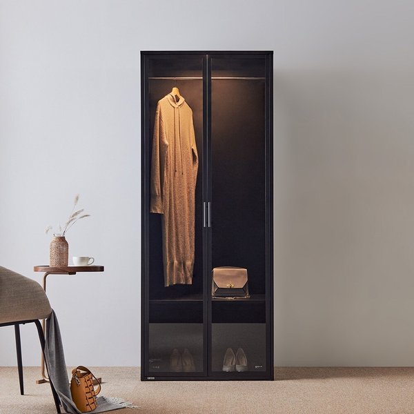 동서가구 블룸 드레스룸 800 싱글 행거형 1단 강화유리도어 수납장 DF926857