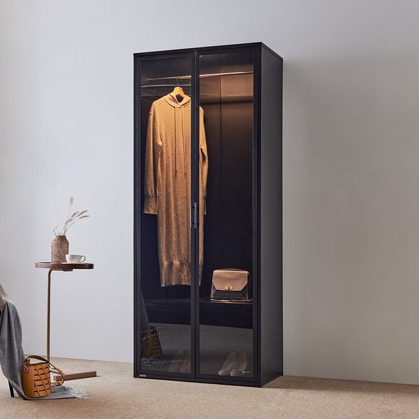 동서가구 블룸 드레스룸 800 싱글 행거형 1단 강화유리도어 수납장 DF926857