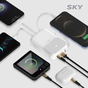 필 5in1 LCD 고속충전 22.5W 미니 일체형 10000mAh 보조배터리 U10PD(화이트색상)