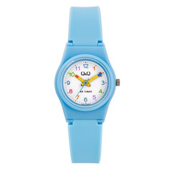 큐앤큐 V28A-006VY 심플 미니 스카이 블루 아동 어린이 초등학생 여성 패션 방수 손목시계