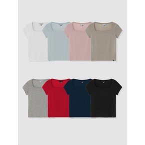 D. BASIC COTTON SQUARE-NECK T - 8 COLOR