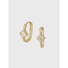 14k rombus cubic one touch earring