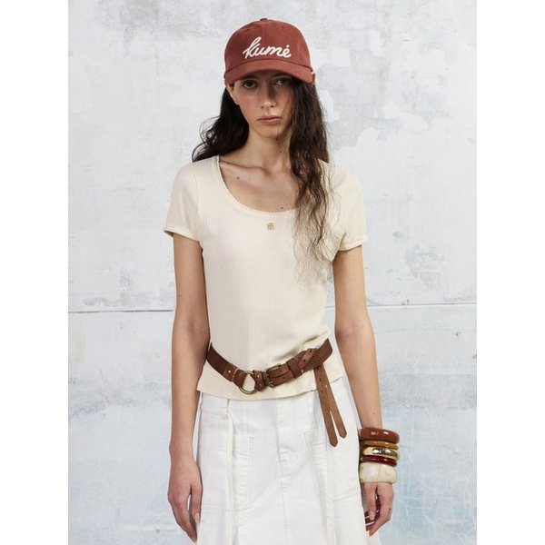 Pointelle Scoop Neck T-shirt, Butter