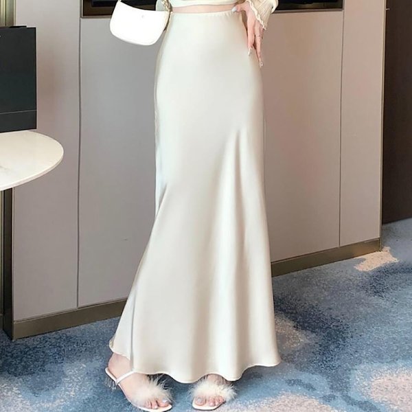 [옷자락] 여성 하이웨스트 유광 머메이드 롱 스커트