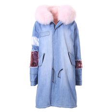 [IMZU] 퍼 롱 파카 Baby pink & light denim / I009RXPK280212046