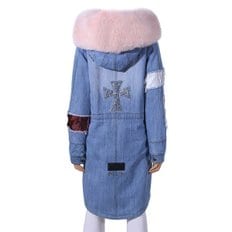 [IMZU] 퍼 롱 파카 Baby pink & light denim / I009RXPK280212046