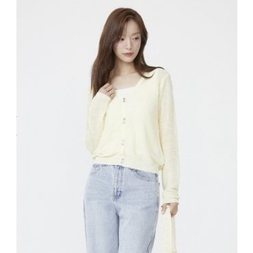 플라스틱아일랜드 투버튼 브이넥 가디건 (PR2KG631)