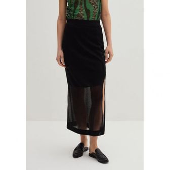 이스퀘어 4407690 Stefanel SHEER-EFFECT WITH SPLIT - A-line skirt black