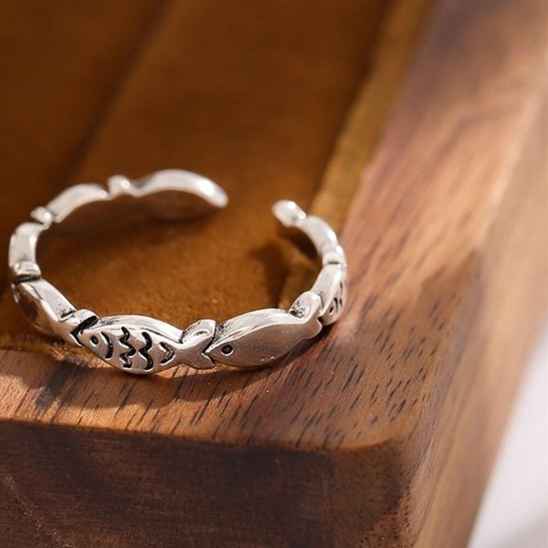 [옷자락] 여성 데일리 물고기 시험 행운 재물 사이즈조절 반지