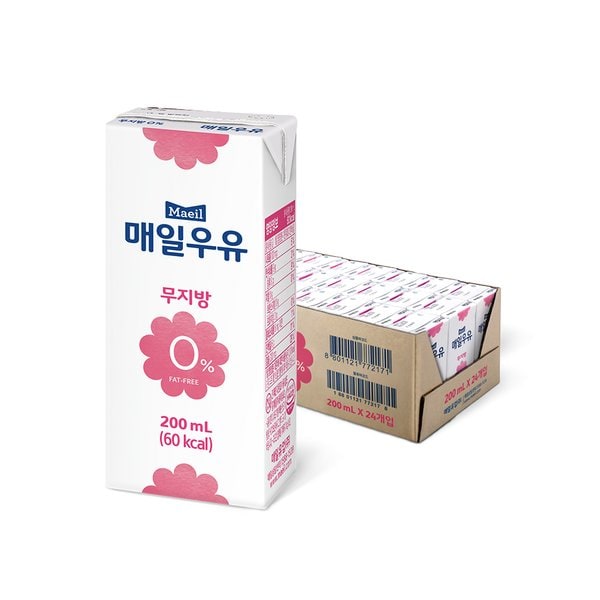 우유 멸균 무지방 0% 200ml 24팩