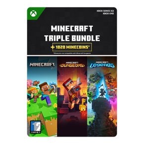 [ Xbox ] 마인크래프트 트리플 번들 [베드락 & 던전스& 레전드] + 1020 마인코인 Digital Code