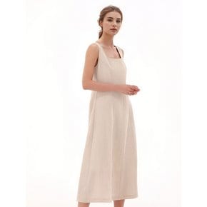 Square neck Sleeveless Dress _Beige