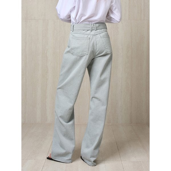 BELTED DENIM PANTS CEMENT