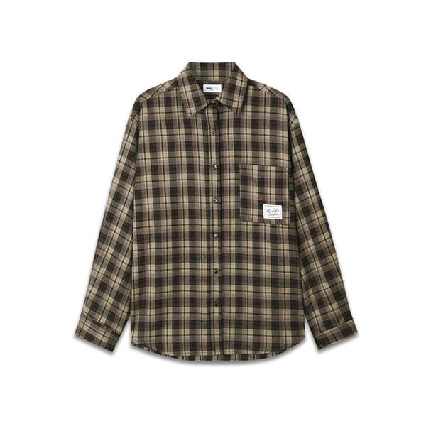 OVERSIZED CHECK SHIRTS KHAKI BROWN