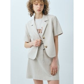 belted linen mini skirt_oatmeal