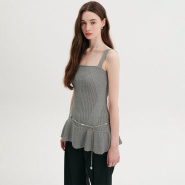 룩캐스트 베니 슬리브리스 플레어 니트 탑_그레이 / BENNY SLEEVELESS FLARE KNIT TOP_GREY
