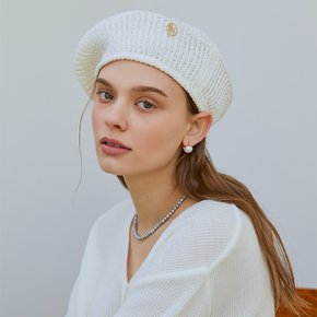 ANC GOLD LOGO KNIT BERET_IVORY