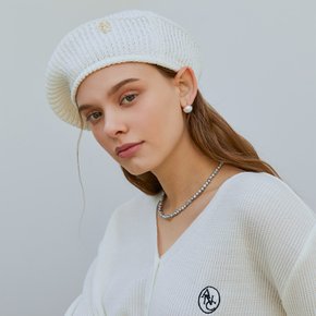 ANC GOLD LOGO KNIT BERET_IVORY