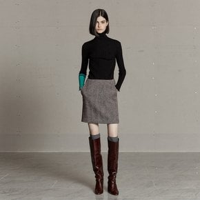 MIENNE Tweed Wool Mini Skirt_Burgundy