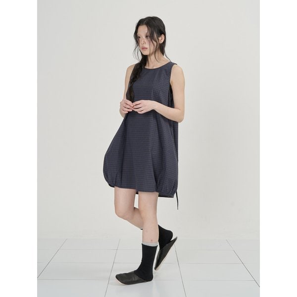 BALLOON CHECK ONEPIECE (NAVY)