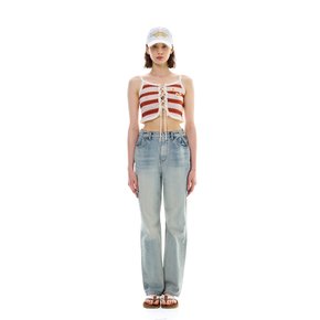 MIMI STRIPE SLEEVELESS VEST / RED