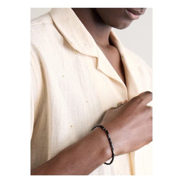 코다 로듐 도금 실버 오닉스 비즈 브레이슬릿 블랙 1647597338546116