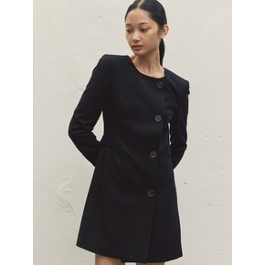 CUT-OUT ROUND NECK JACKET DRESS BLACK MBDFOP001BK