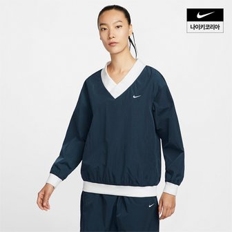 나이키 우먼스 나이키 스포츠웨어 에센셜 루즈 UV 우븐 긴팔 브이넥 탑 NIKE FV7650-480